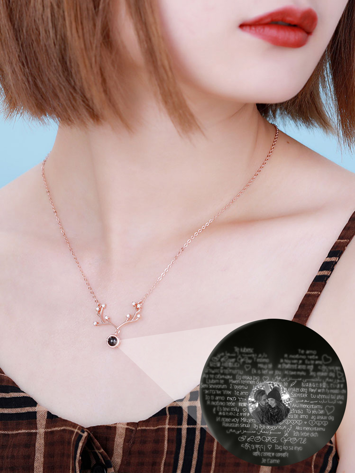 Custom Photo Projection Necklace - Personalized Picture Pendant For Women