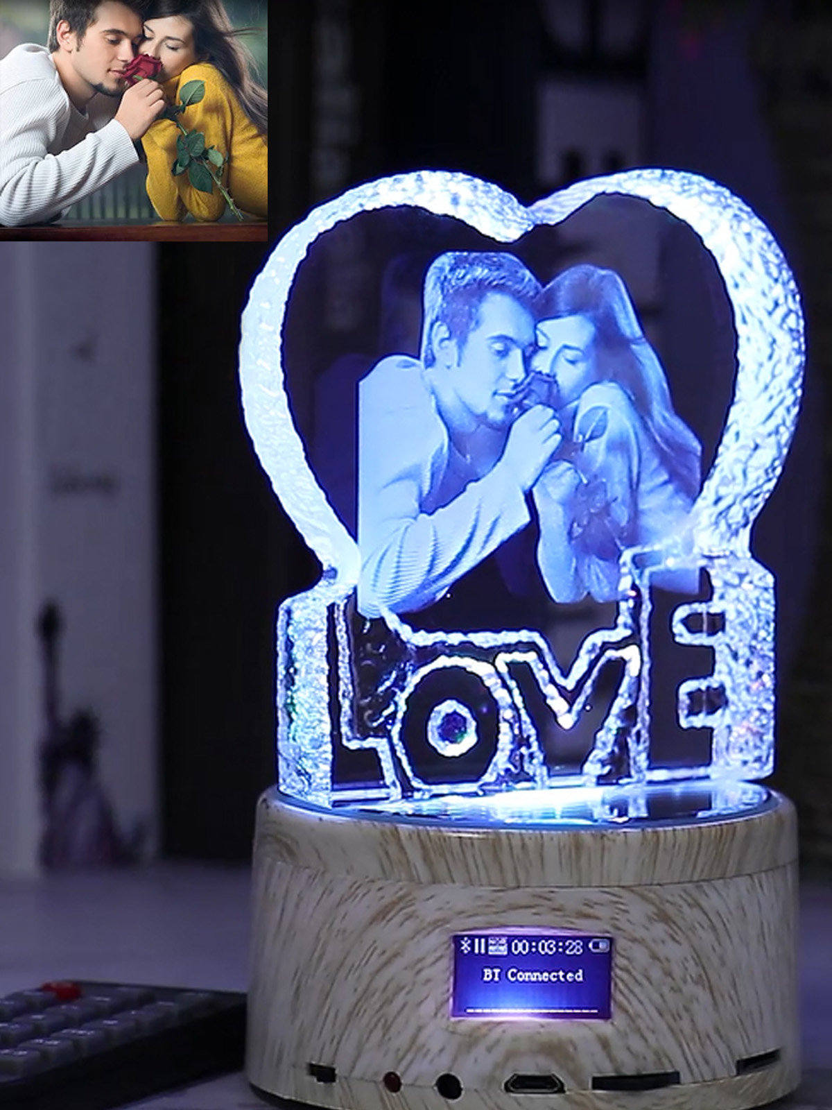 Personalized Photo Engraved Crystal Colorful Music Bluetooth speaker Night Light 